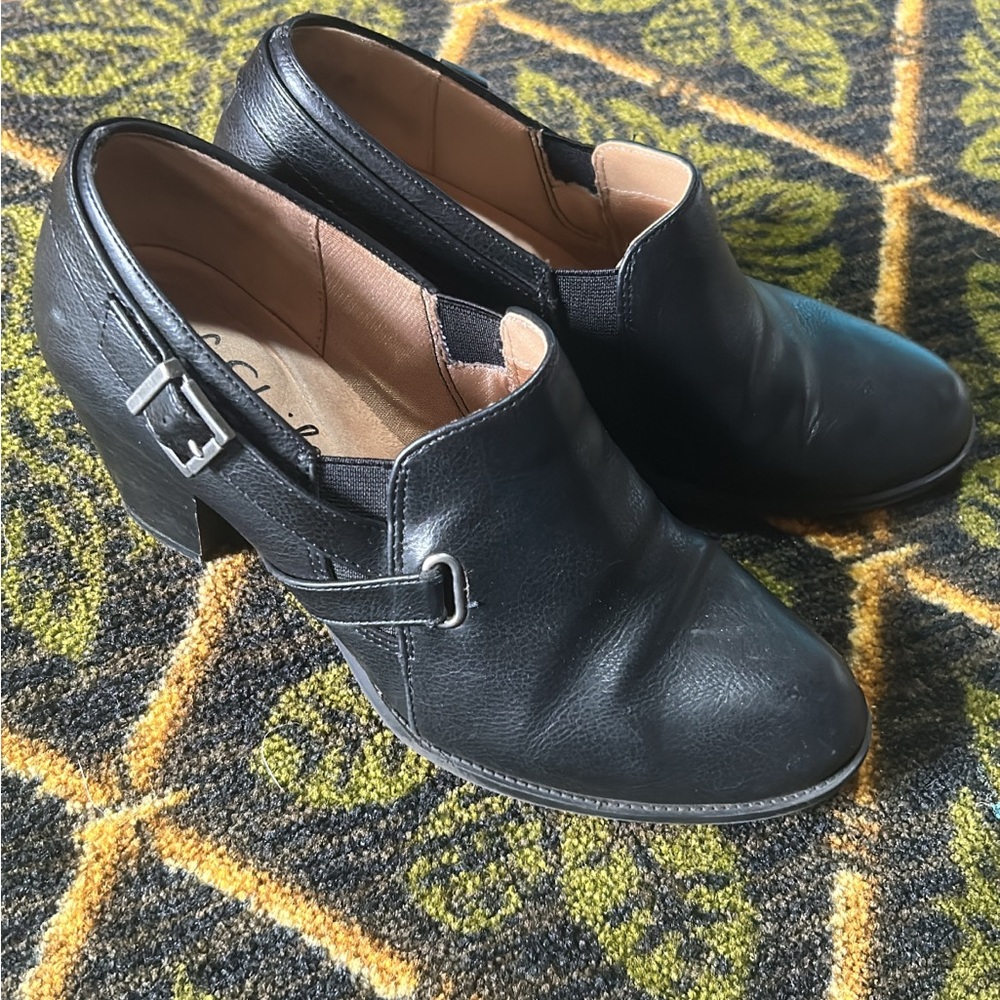 Life Stride Black Heeled Boots with Buckle